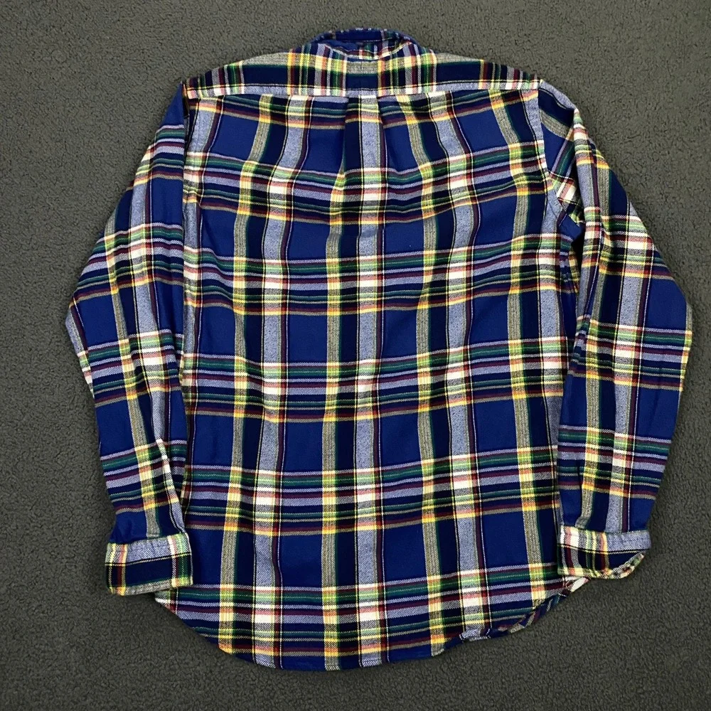 Polo Ralph Lauren Classic Fit Brushed Flannel Shirt Men Large Blue Pony Button